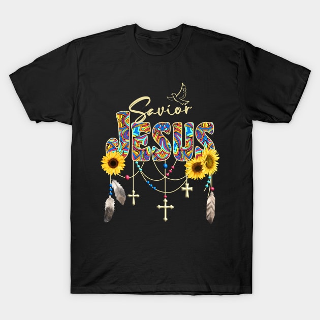 JESUS BOHO RETRO SUNFLOWER SOUTHWESTERN STYLE T-Shirt by FlutteringWings 